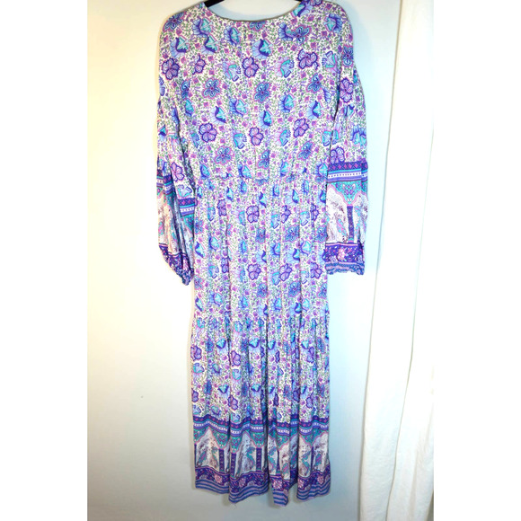 Few Moda Floral Purple BoHo Maxi Dress Size Small - Picture 2 of 5